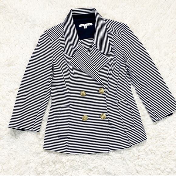 CABI Navy Blue White Nautical Stripe Ponte Blazer size XS - Picture 3 of 9